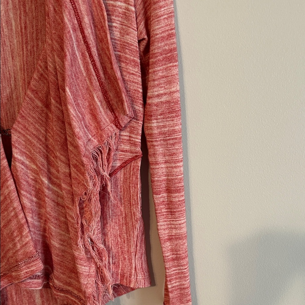 Free People Red/pink Draped Cardigan with hook closure. Back bow. Small. - Picture 6 of 8